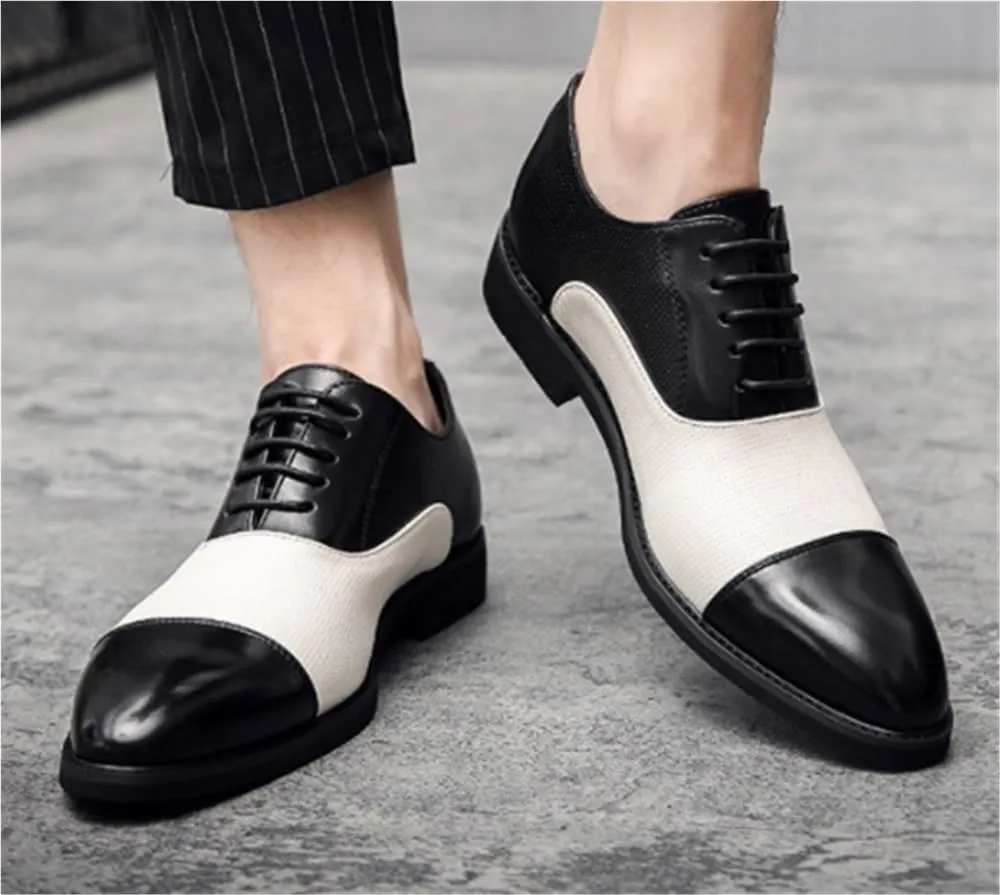 Cap Toe Lace Up Non-Slip Oxford Comfortable Fashion Dress Shoes Business Work Soft Wedding Shoes for Men Formal Occasions
