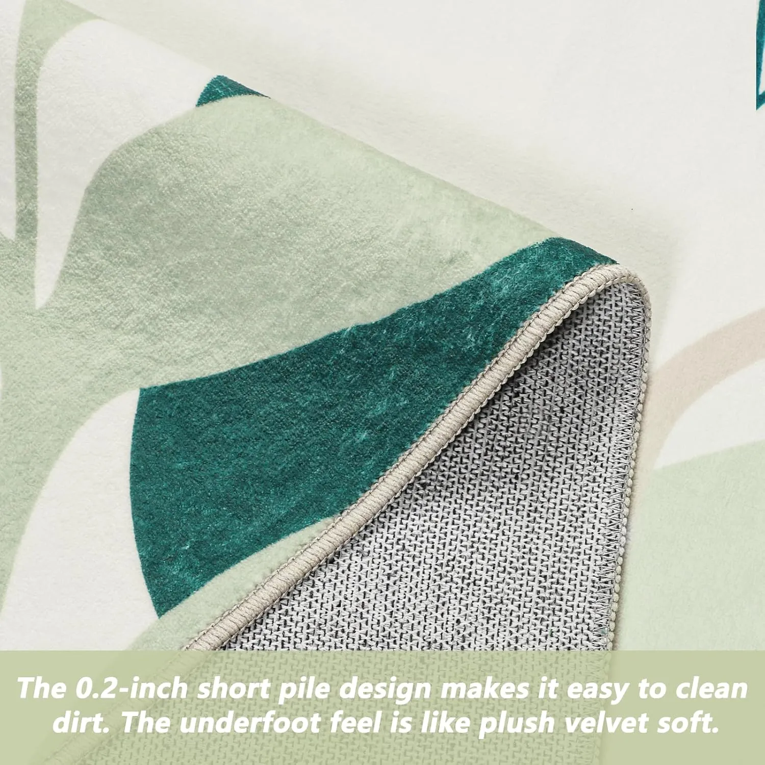 Capslpad Washable Rugs 6x9, Boho Rugs for Living Room, Area Rugs Green Botanical Print, Soft Non-Slip Low Pile Non-Shedding for Bedroom, Office, Classroom, Nursery, Dining