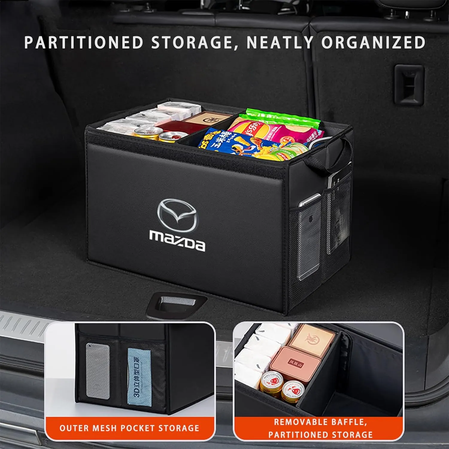 Car Trunk Organizer for Mazda 6 Sedan GH Facelift 2010-2013 Thickened Car Boot Tidy Storage Box Tailor-made Lidded Storage Bins for Home Car Outdoor Camping Travel,B