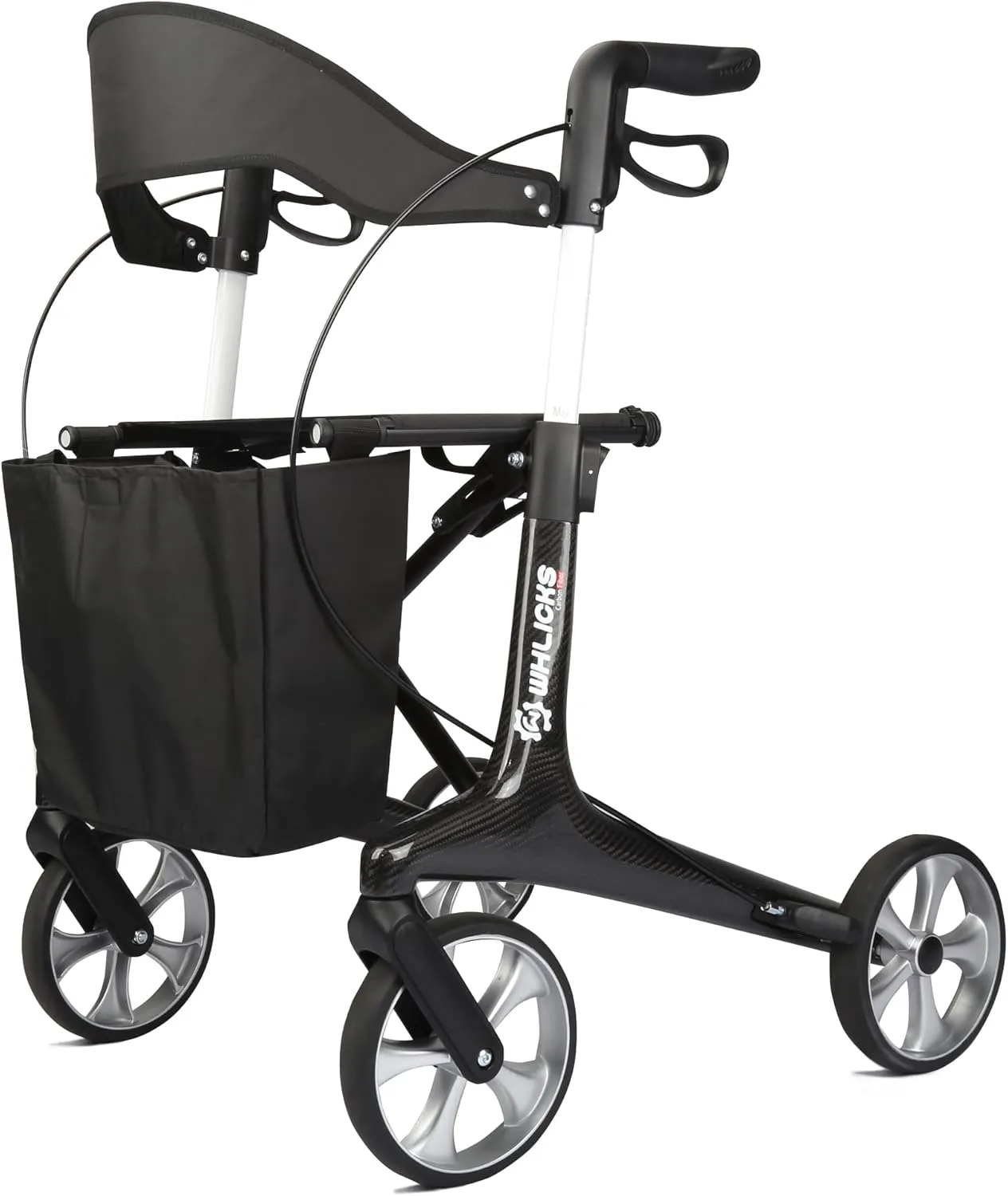 Carbon Ultralight Rollator Walkers for Seniors, Mothers Day Gifts, Only 13lbs Lightweight Foldable Walker, All Terrain 4 Wheels Walker with Seat and Brakes for Adults, 330lbs Capacity