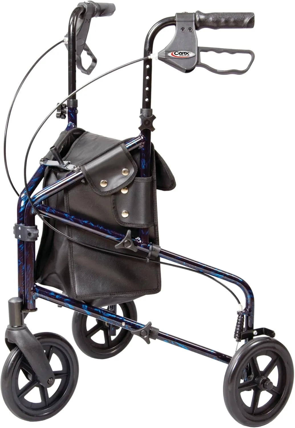 Carex 3 Wheel Walker for Seniors, Foldable, Rollator Walker with Three Wheels, Trio Walker with Height Adjustable Handles