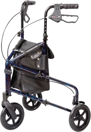 Carex 3 Wheel Walker for Seniors, Foldable, Rollator Walker with Three Wheels, Trio Walker with Height Adjustable Handles