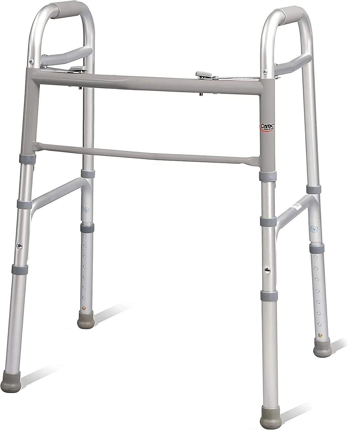 Carex Lightweight Folding Walker for Seniors, Portable Medical Walker with Adjustable Height, 30-37 Inches, Mobility Aid for Adults, Elderly, and Handicapped, Foldable, Stainless Steel Frame