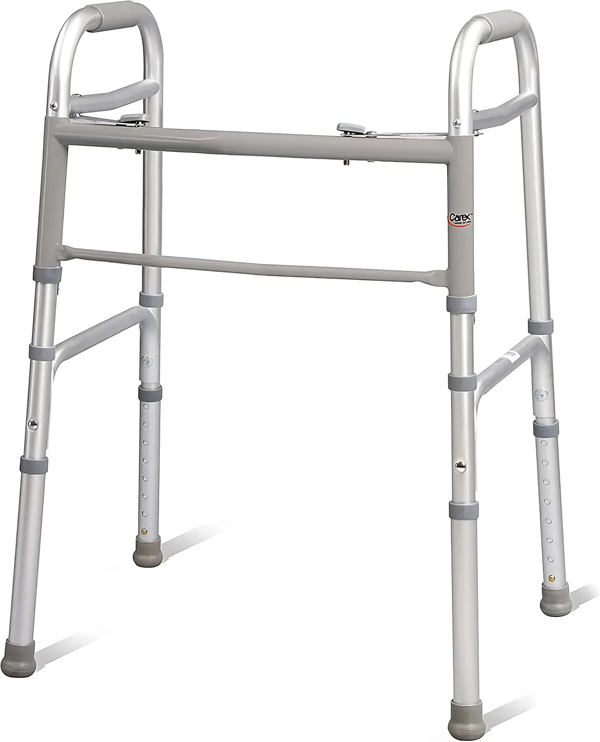 Carex Lightweight Folding Walker for Seniors, Portable Medical Walker with Adjustable Height, 30-37 Inches, Mobility Aid for Adults, Elderly, and Handicapped, Foldable, Stainless Steel Frame