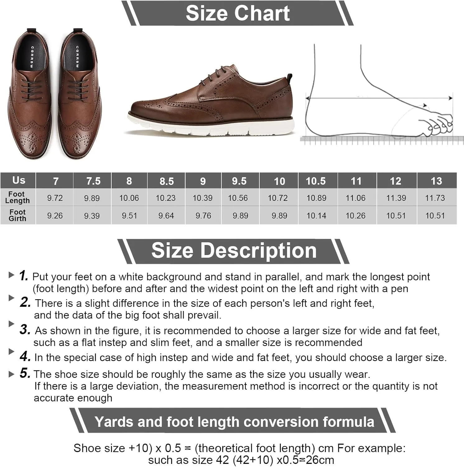 CGRRBW Mens Dress Shoes Casual Oxford Shoes Dress Sneakers Business Wingtip Brogue Office Shoes