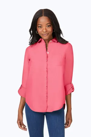 Charlie No Iron Pinpoint Roll Tab Shirt, Rose Red