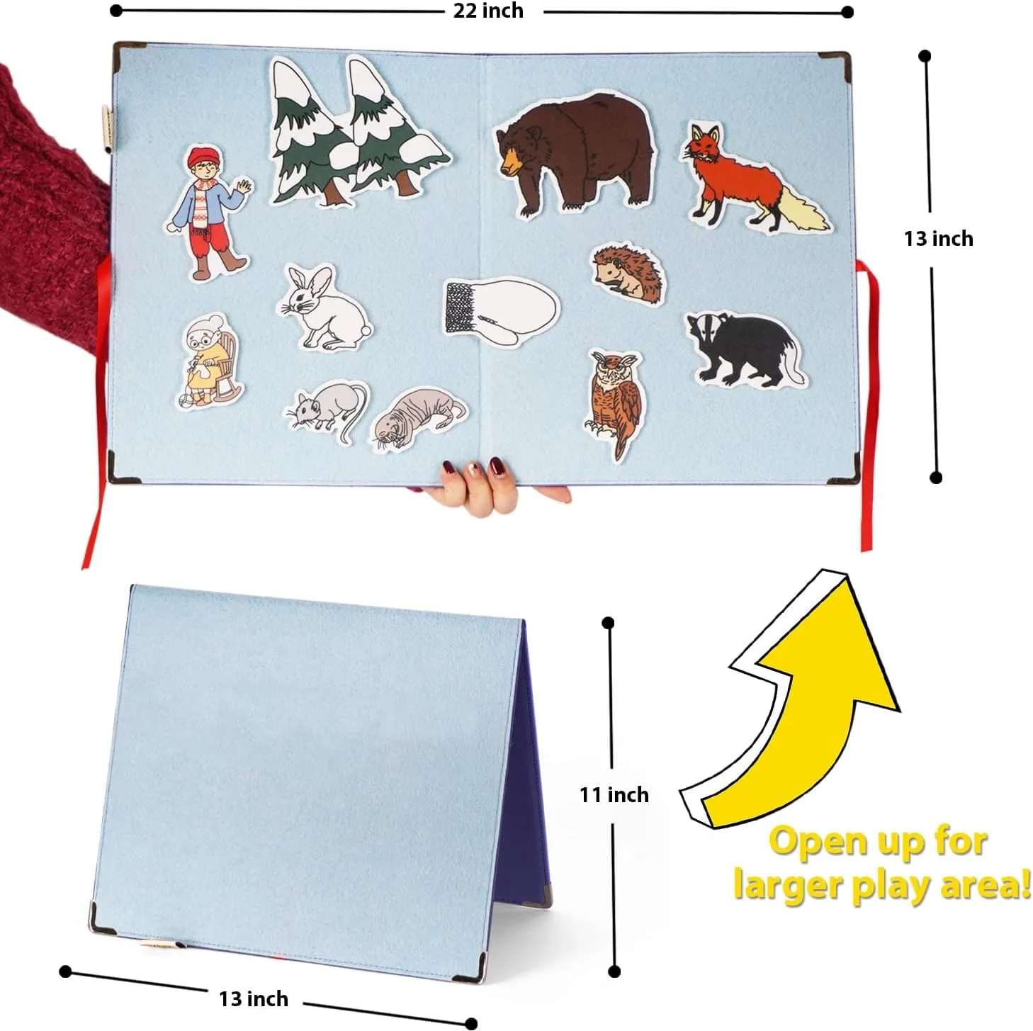 CHEFAN Foldable Felt Board for Toddlers 22 x 13 FreeStanding Flannel Board for Kids as Learning Board for Preschool Classroom and Daycare | Use with Felt Set Felt Book as Story Telling Board