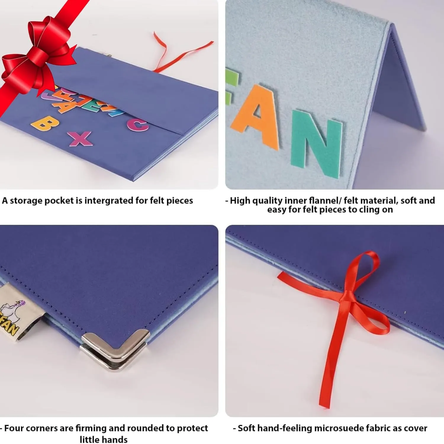 CHEFAN Foldable Felt Board for Toddlers 22 x 13 FreeStanding Flannel Board for Kids as Learning Board for Preschool Classroom and Daycare | Use with Felt Set Felt Book as Story Telling Board