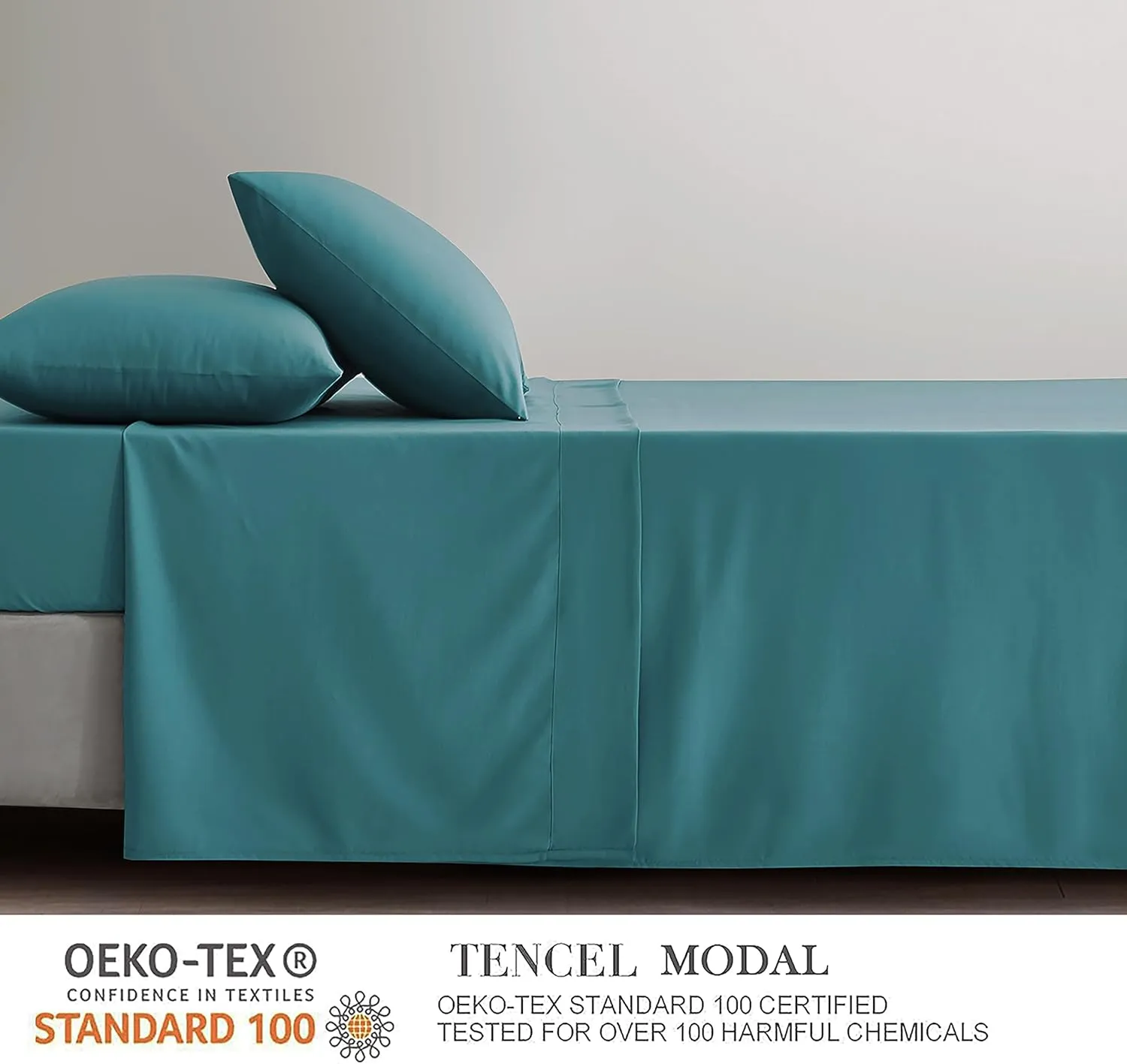 Chezmoi Collection Charisma Tencel Modal Blend Bed Sheets Queen Size 4-Piece Sheet Set Teal - Soft and Cozy Lightweight Breathable 15" Deep Pocket Cooling Sheets