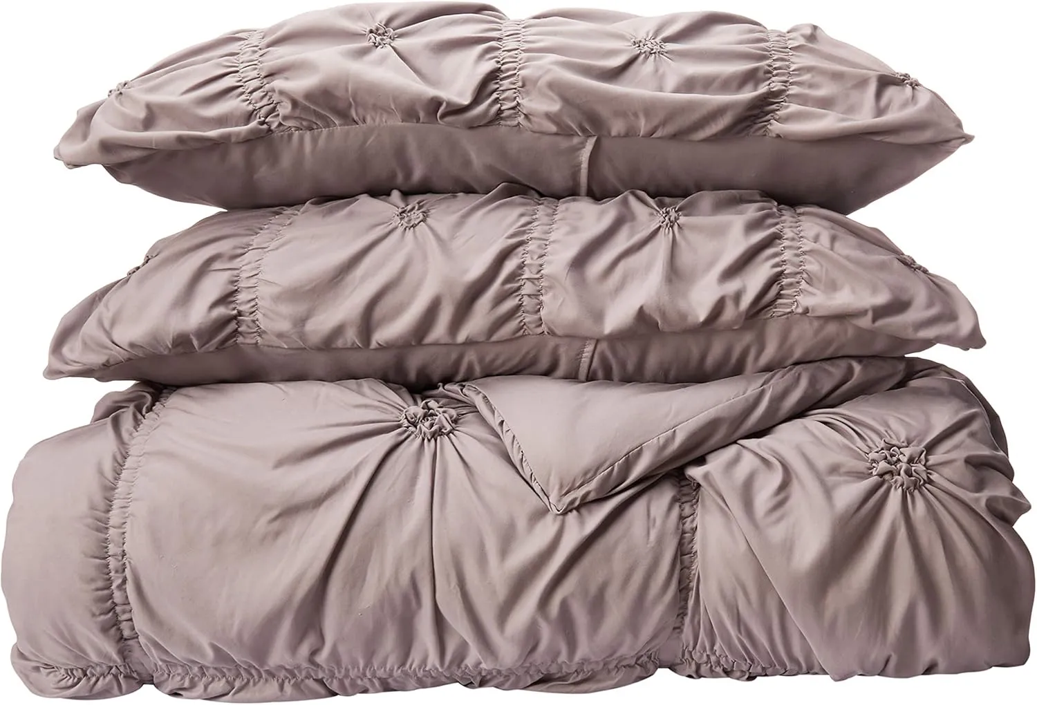 Chic Home Silver Bed in a Bag Comforter Set, King Size (6 Piece), Halpert - Pintuck Pinch Pleat Microfiber Bedding - Shams, Bed Skirt, Flat & Fitted Sheet, Pillowcases, Breakfast & Decorative Pillow