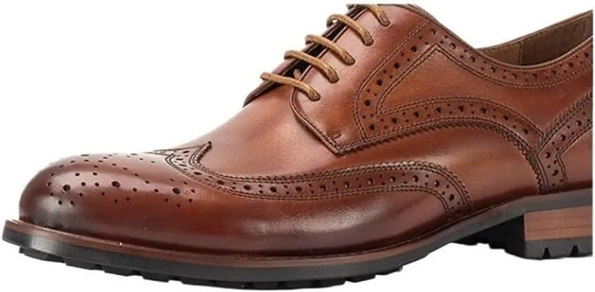 Chunky Heel Retro Carved Brogue Dress Shoes Business Lace-up Wedding Classic Oxford Comfortable Fashion