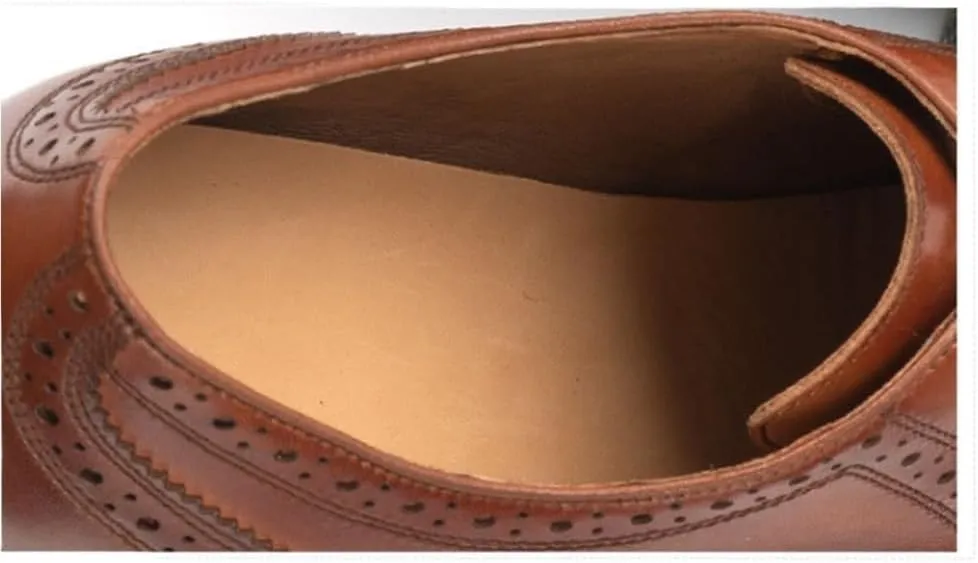 Chunky Heel Retro Carved Brogue Dress Shoes Business Lace-up Wedding Classic Oxford Comfortable Fashion