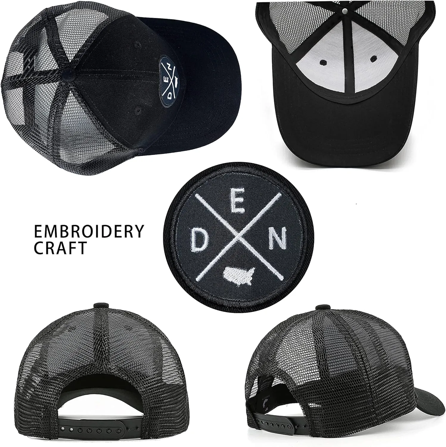 City Flat Brim Snapback Trucker Hat Mesh Hip Hop Flat Bill hat for Men & Women Unite State Adjustable Baseball Cap