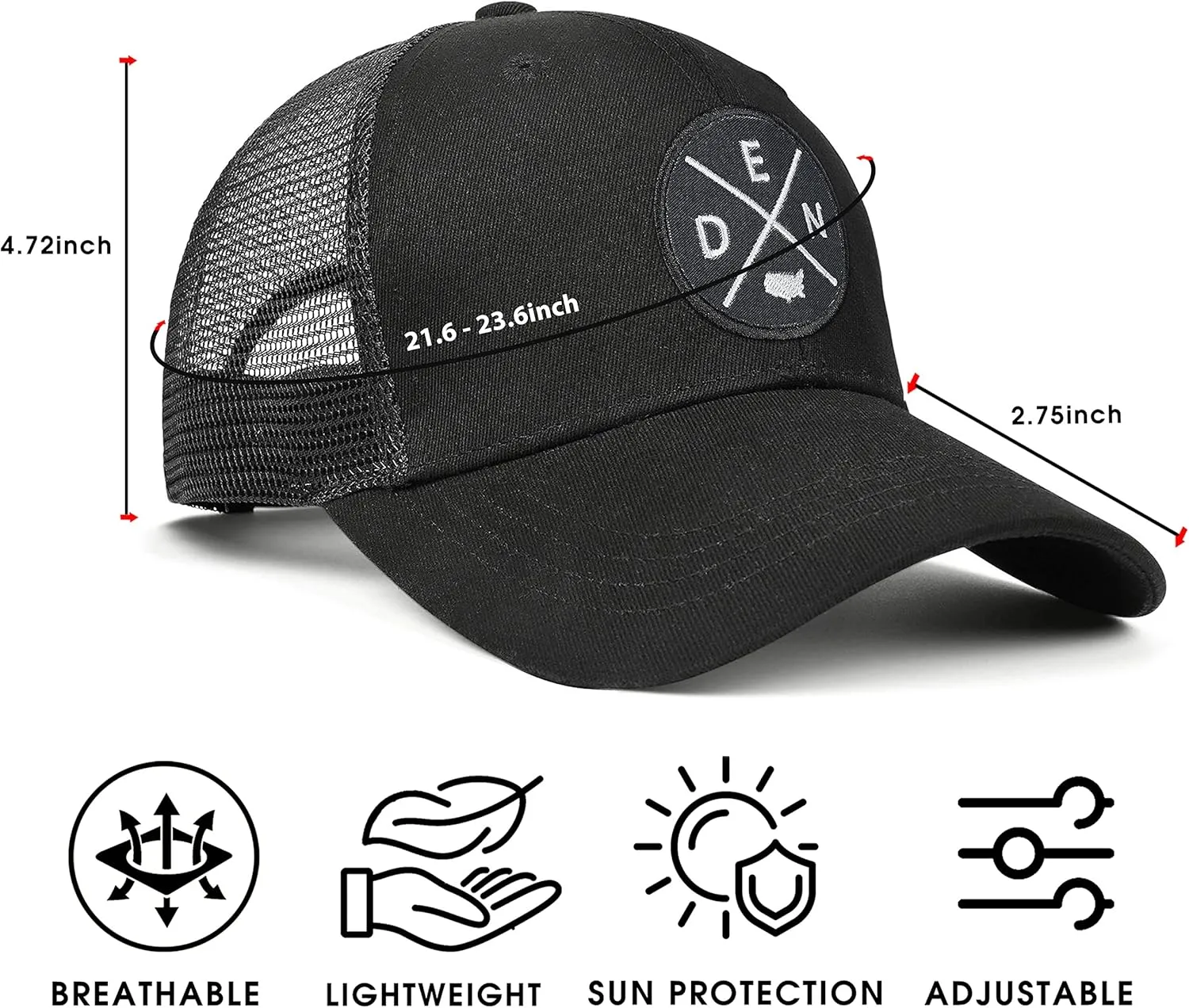 City Flat Brim Snapback Trucker Hat Mesh Hip Hop Flat Bill hat for Men & Women Unite State Adjustable Baseball Cap
