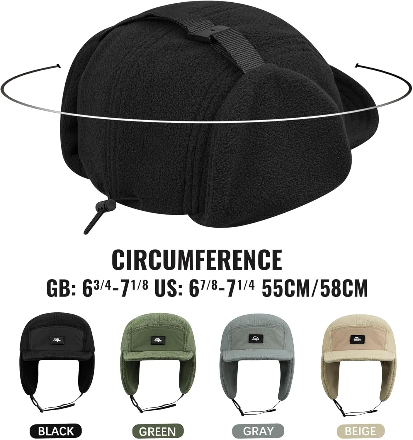 Clakllie Trooper Trapper Hat Ushanka Russian Cap with Visor Earflap Winter Cap for Men Warm Aviator Eskimo Hat