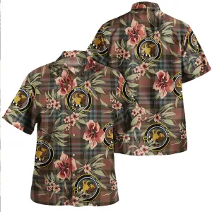 Clan Newlands (Walker Newlands) Weathered Tartan Crest Badge Aloha Hawaiian Shirt Tropical Old Style AD65