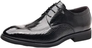 Classic Men Lace-up Moccasins Fashionable Height Increase Leather Shoes Luxury Round Head Breathable Oxford Shoes