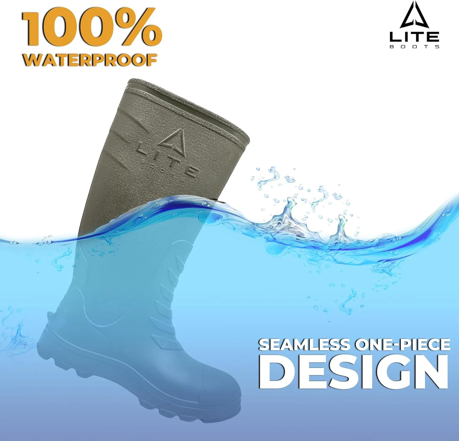Classic, Waterproof Rain Boots for Kids, Insulated, Lightweight, Hunting, Fishing, Wading, Mud, Garden, Rain, Chore Boot, Introducing The Lightest 16" Waterproof Kids Rain Boot Ever Made!