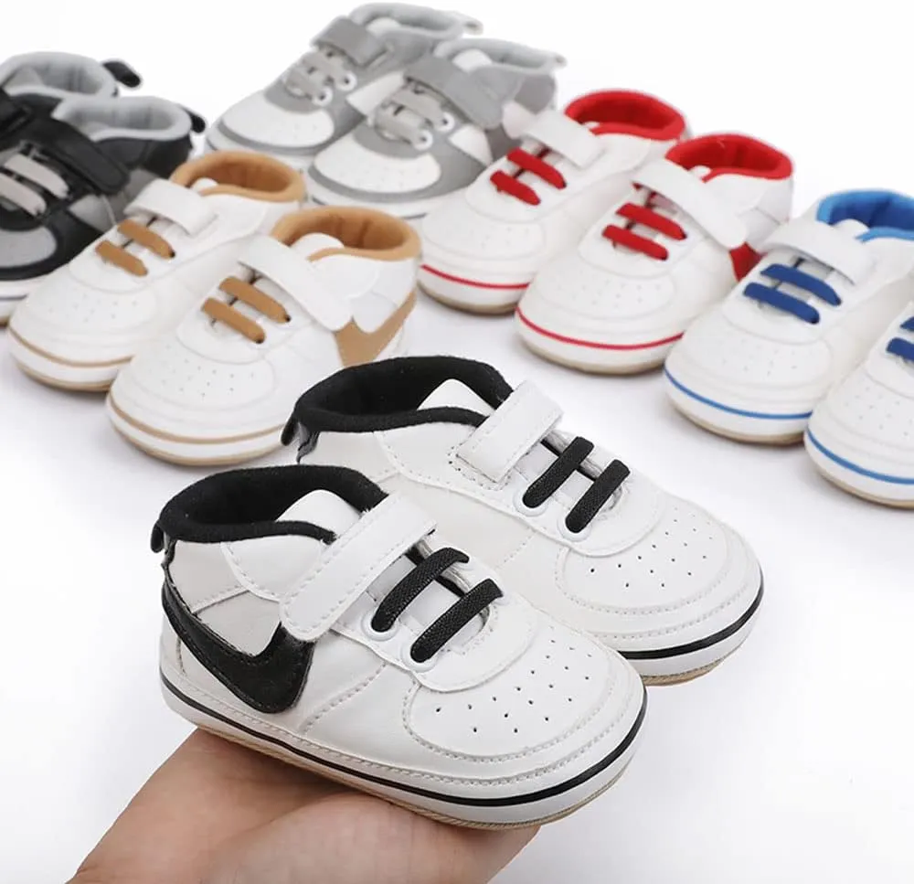 Clowora Unsex Baby Shoes Boys Girls Infant Sneakers Non-Slip Soft Rubber Sole Toddler Crib First Walker Lightweight Shoes