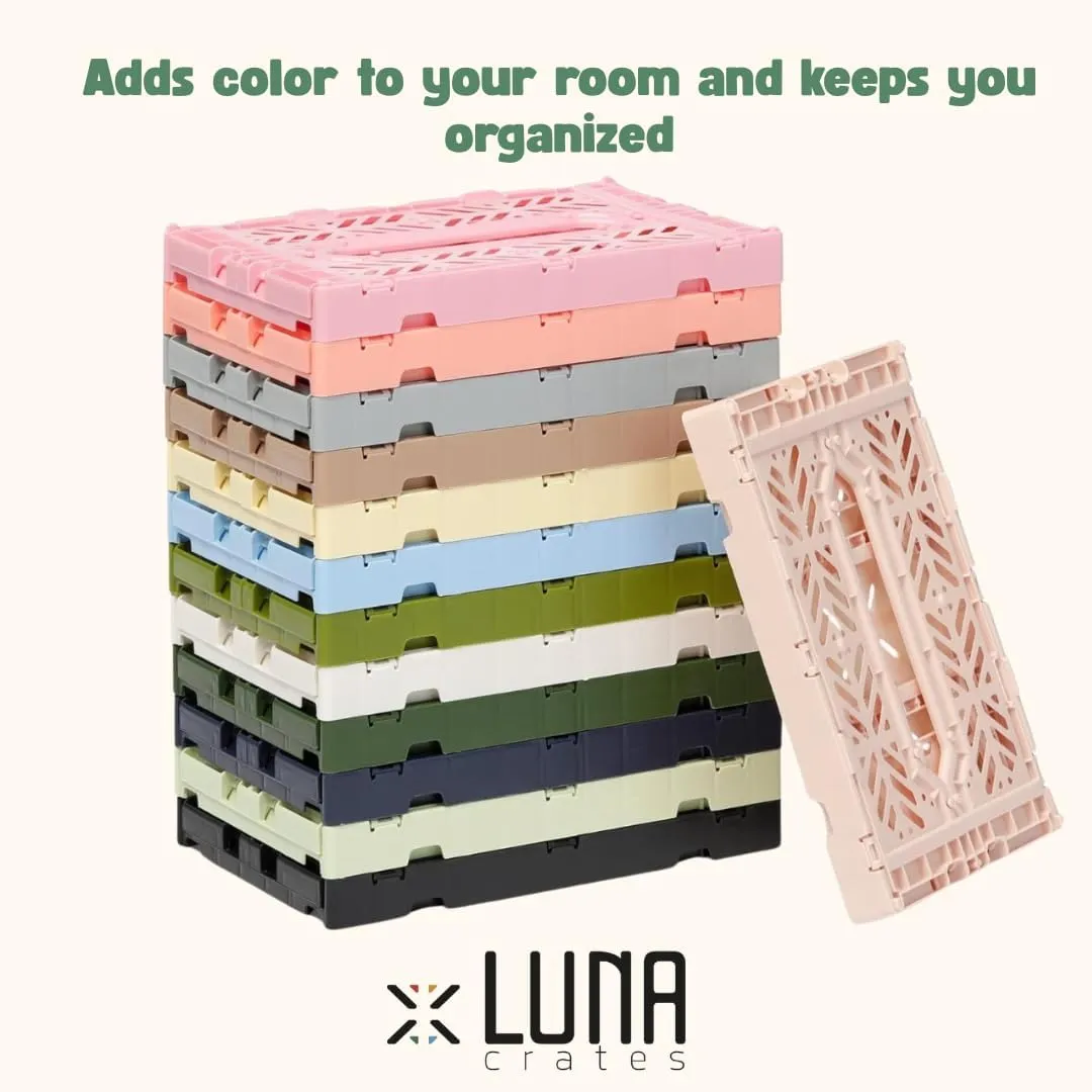 Collapsible Storage Box, Foldable Crate Organizer Bin with Handle, Stackable Crates for Home Organization