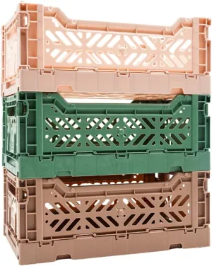 Collapsible Storage Box, Foldable Crate Organizer Bin with Handle, Stackable Crates for Home Organization