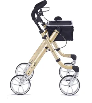 Comodità Avanti Mobility Rolling Walker, Wheeled Rollator with Tray and Brakes for Adults and Seniors, Lightweight Easy Folding, 4 Wheel, 1 Handed or 2 Hand Operation, Metallic Champagne