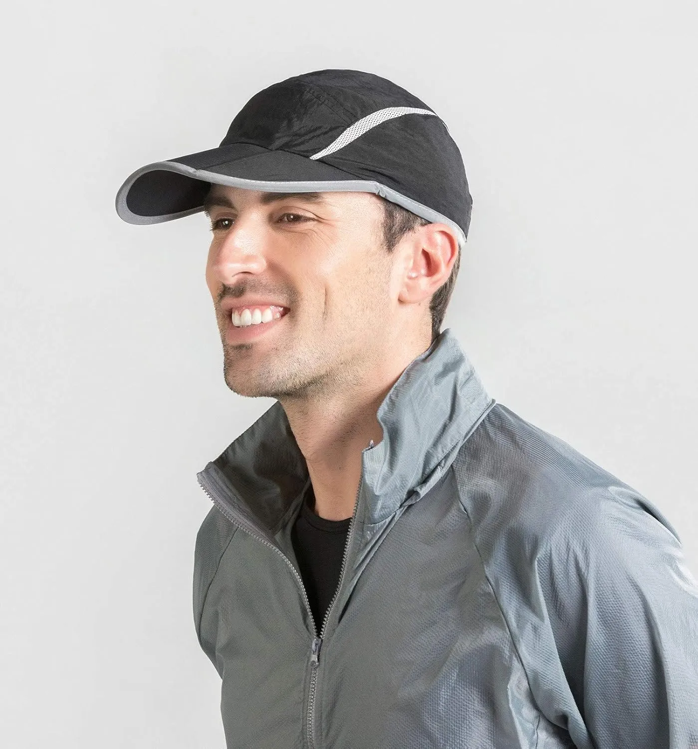 Connectyle Foldable Mesh Sports Cap with Reflective Stripe Breathable Sun Runner Cap