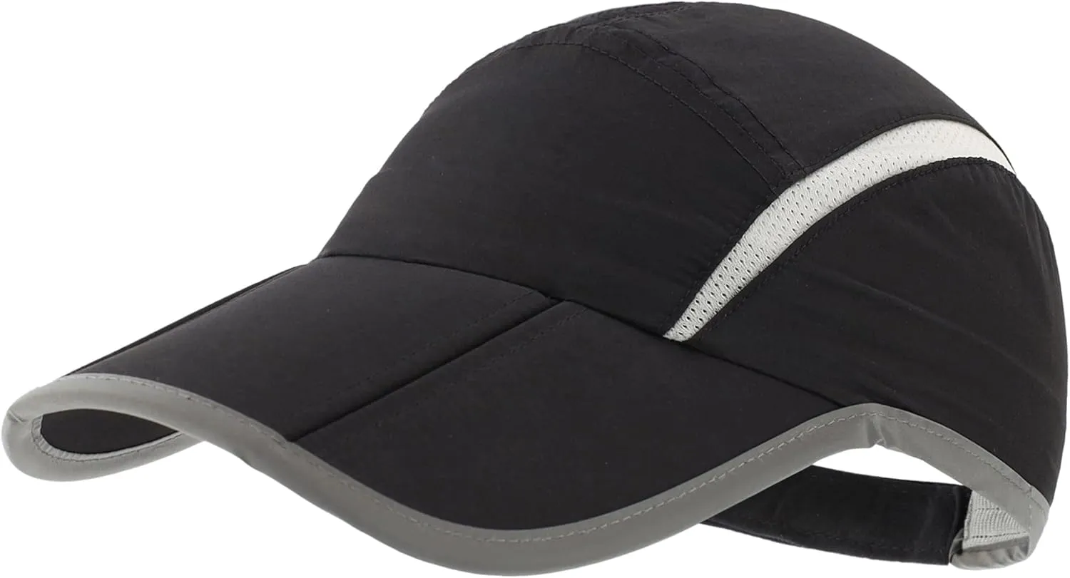 Connectyle Foldable Mesh Sports Cap with Reflective Stripe Breathable Sun Runner Cap