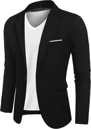 COOFANDY Men's Casual Suit Blazer Jackets Lightweight Sports Coats One Button Linen Texture Jacket