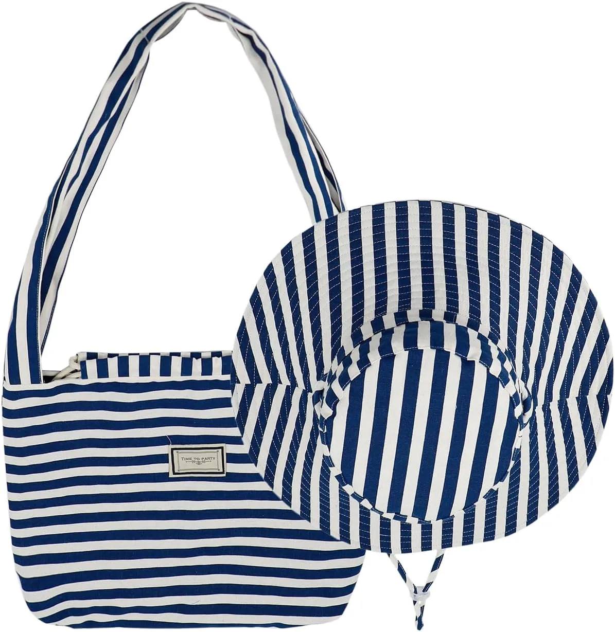 Coolwife Beach Tote Bag and Sun Hat Set, Wide Brim Foldable Bucket Hat, Boho Summer Travel Design