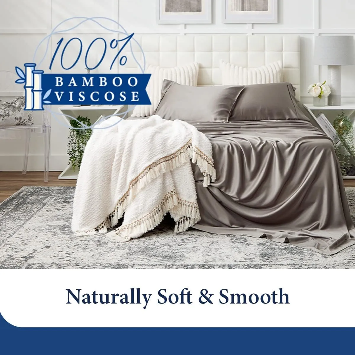 Cosy House Collection 100% Rayon Derived from Bamboo Bed Sheet Set - Cooling, Breathable, Silky Soft 5-Piece Deep Pocket Bedding Set (Split King, Dark Teal)