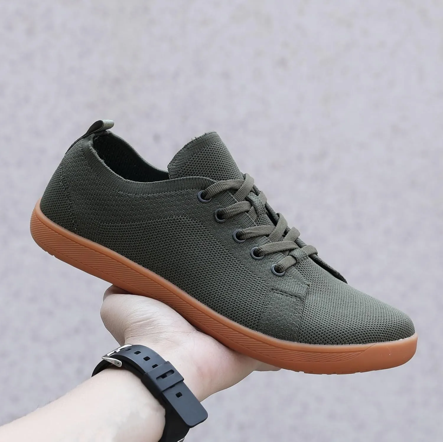 Couple Solid Color Wide Head Outdoor Barefoot Casual Shoes Breathable Comfortable Mens Sneaker Shoes with Arch Support