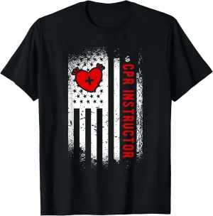 CPR Instructor American Flag And CPR Trainer T-Shirt