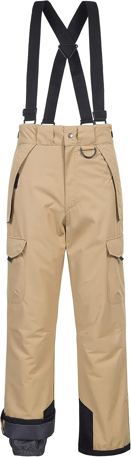 CREATMO US Men's Snow Pants Ski Bibs Waterproof Insulated Winter Snowboard Cargo