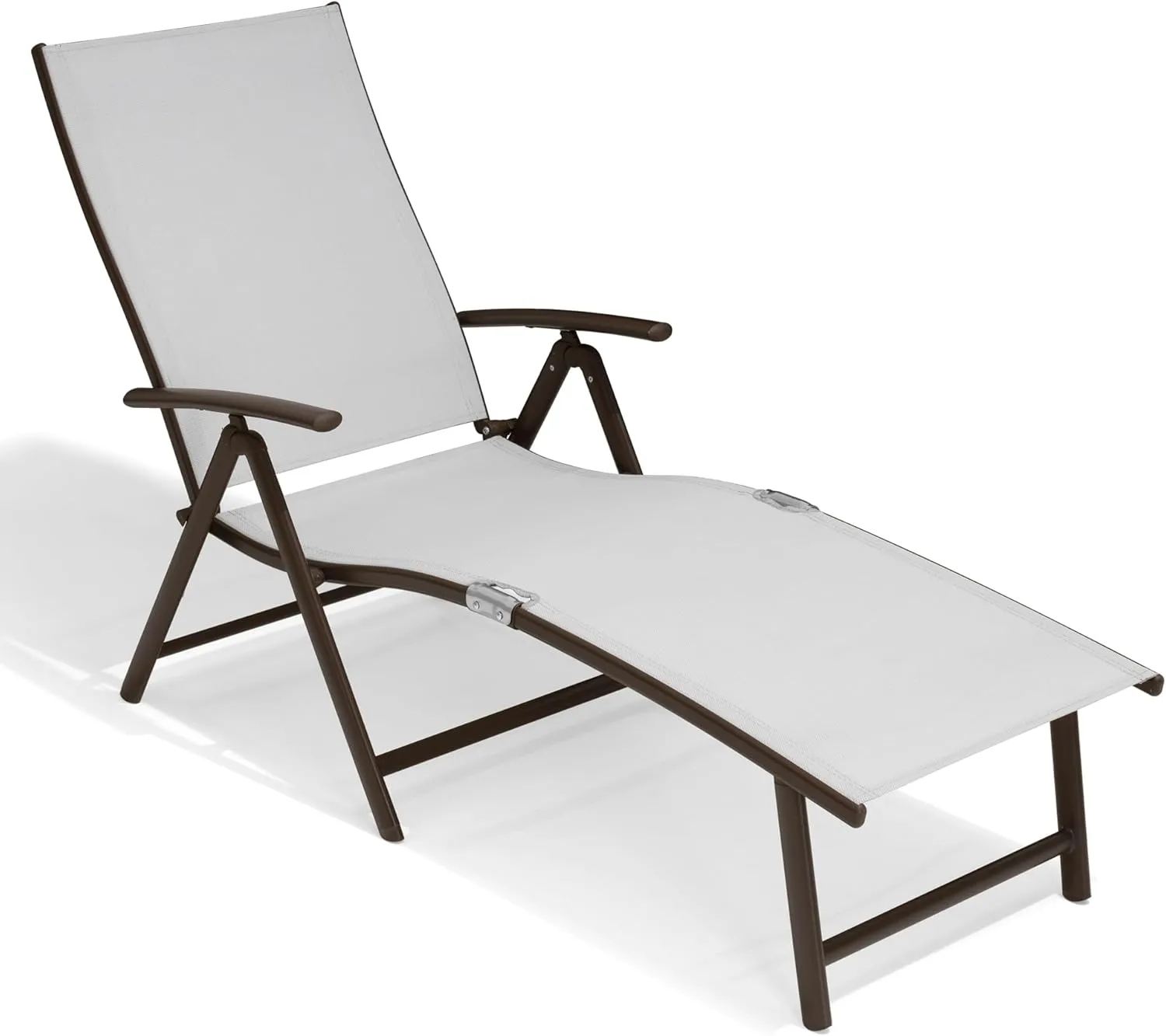 Crestlive Products Folding Patio Chaise Lounge Chair Outdoor, Aluminum Adjustable Outdoor Pool Recliner Chair, Assemble-Free, 8 Positions