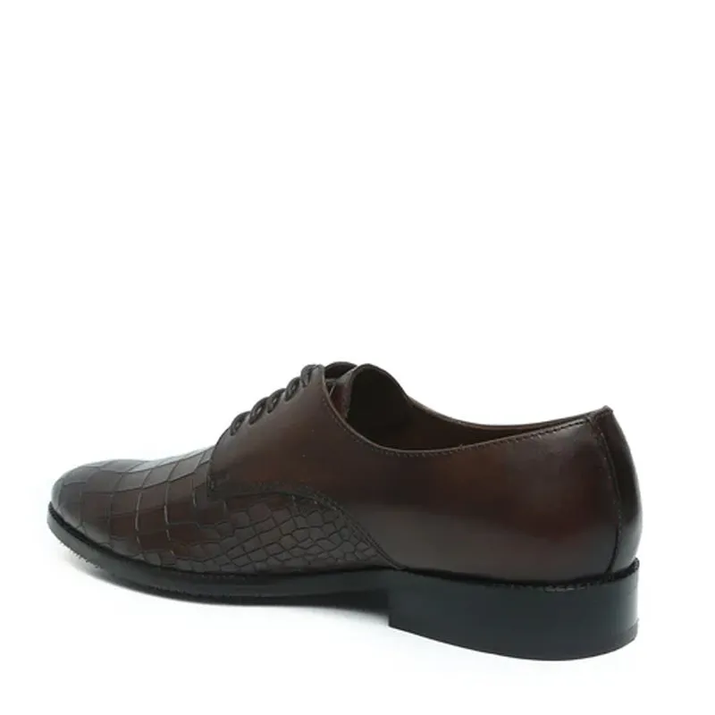 Croco Textured Formal Leather Oxford Shoes