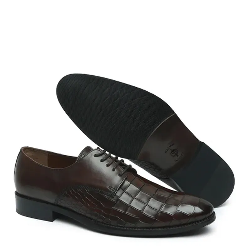 Croco Textured Formal Leather Oxford Shoes
