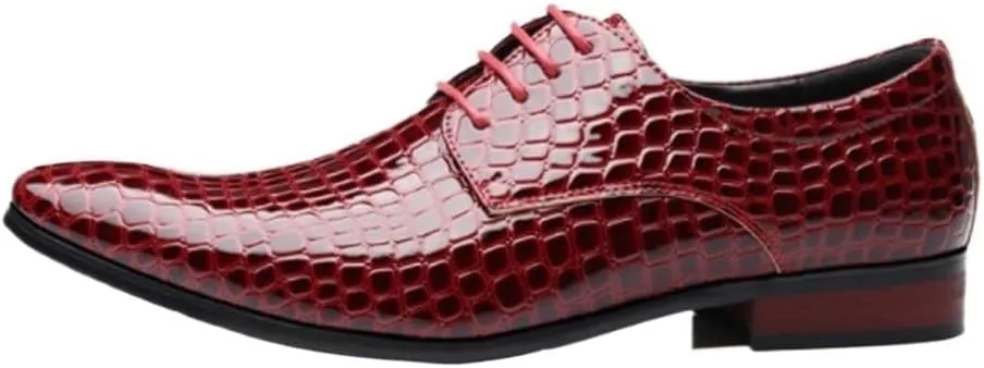 Crocodile Grain Men Casual Business Shoes Oxfords Fashion Pointed Toe Lace-up Mens Dress Shoes for Male