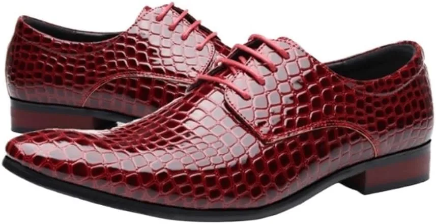 Crocodile Grain Men Casual Business Shoes Oxfords Fashion Pointed Toe Lace-up Mens Dress Shoes for Male