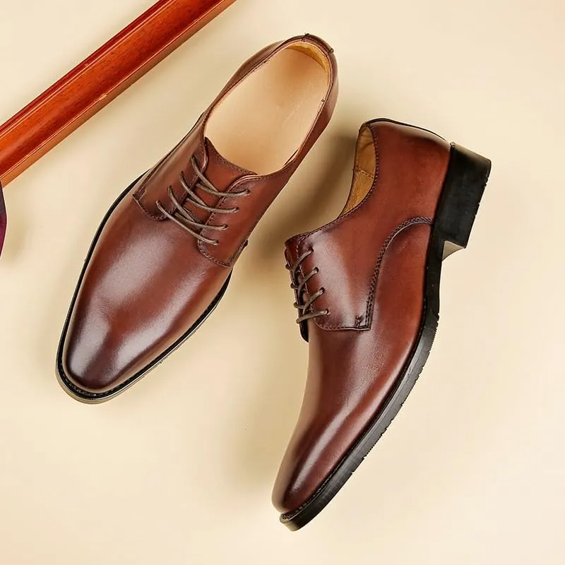 CSCDD Men's Formal Leather Inner Soft Comfortable Business Soft-Soled Derby Shoes British-Style Pointed Toe Suitable for Banquet Travel