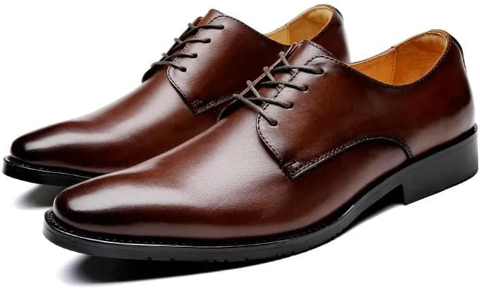 CSCDD Men's Formal Leather Inner Soft Comfortable Business Soft-Soled Derby Shoes British-Style Pointed Toe Suitable for Banquet Travel