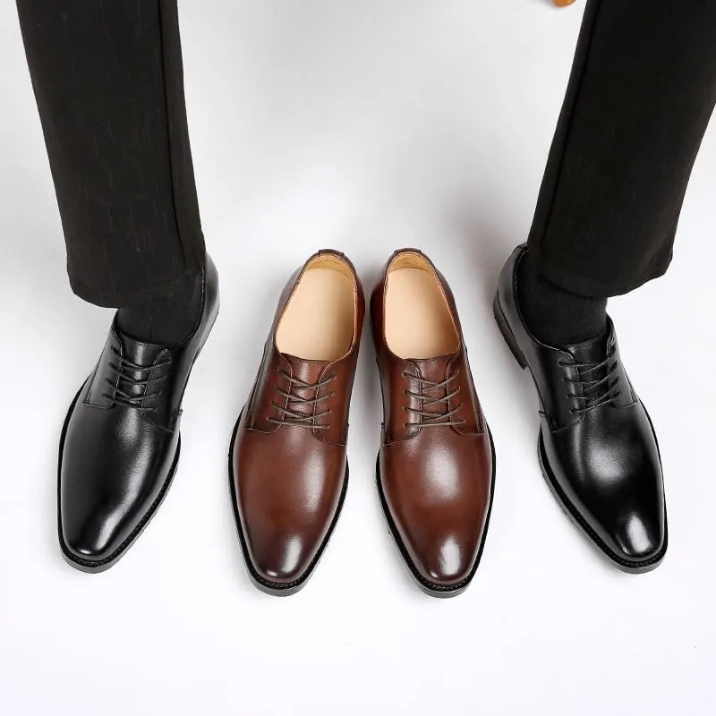 CSCDD Men's Formal Leather Inner Soft Comfortable Business Soft-Soled Derby Shoes British-Style Pointed Toe Suitable for Banquet Travel