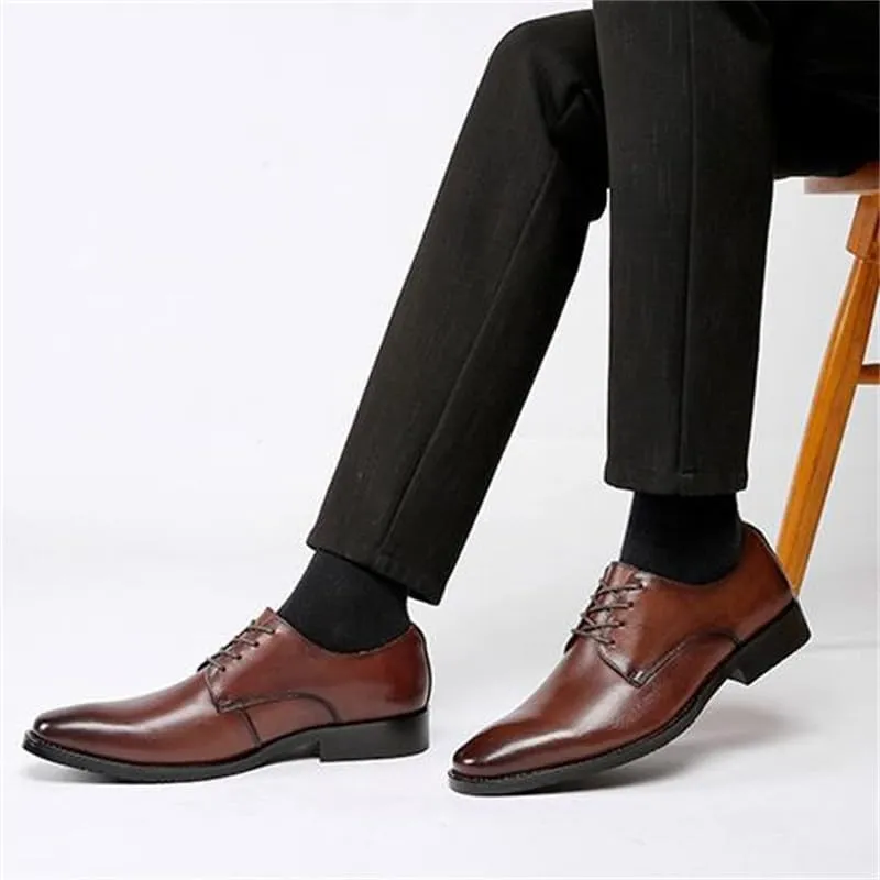 CSCDD Men's Formal Leather Inner Soft Comfortable Business Soft-Soled Derby Shoes British-Style Pointed Toe Suitable for Banquet Travel