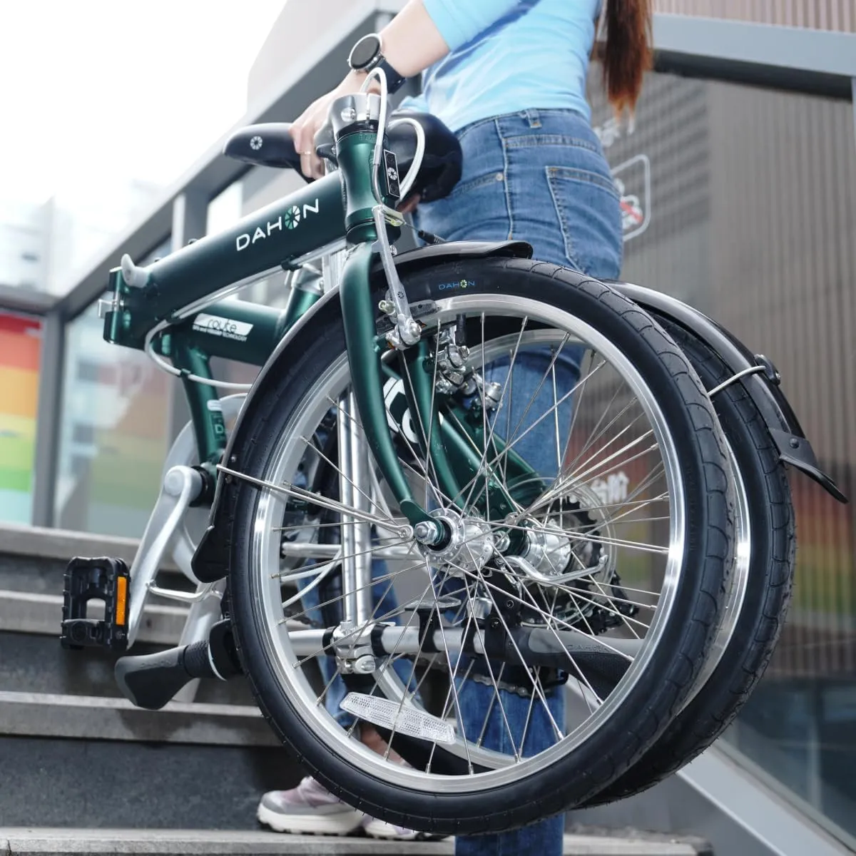 Dahon Route 20 inch Folding Bike for Adults, 7 Speed Drivertrain by Shimano, Aluminum Frame Foldable Bicycle with V Brake