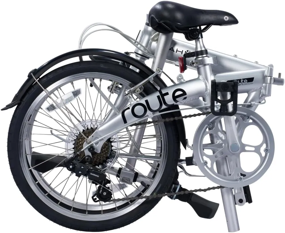 Dahon Route 20 inch Folding Bike for Adults, 7 Speed Drivertrain by Shimano, Aluminum Frame Foldable Bicycle with V Brake