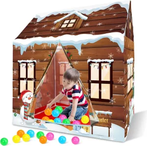 deAO Christmas Tent for Kids with 20 Balls Play Tent Toy for Indoor Outdoor Game Playhouse Tents Toddlers Christmas Decorations Tent Set for Boys & Girls 3 