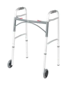 Deluxe Two Button Folding Walker with 5-Inch Wheels
