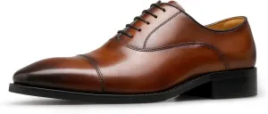 DESAI Men’s Dress Shoes Classic Formal Oxford Shoes with Genuine Leather for Men(Brown,11)