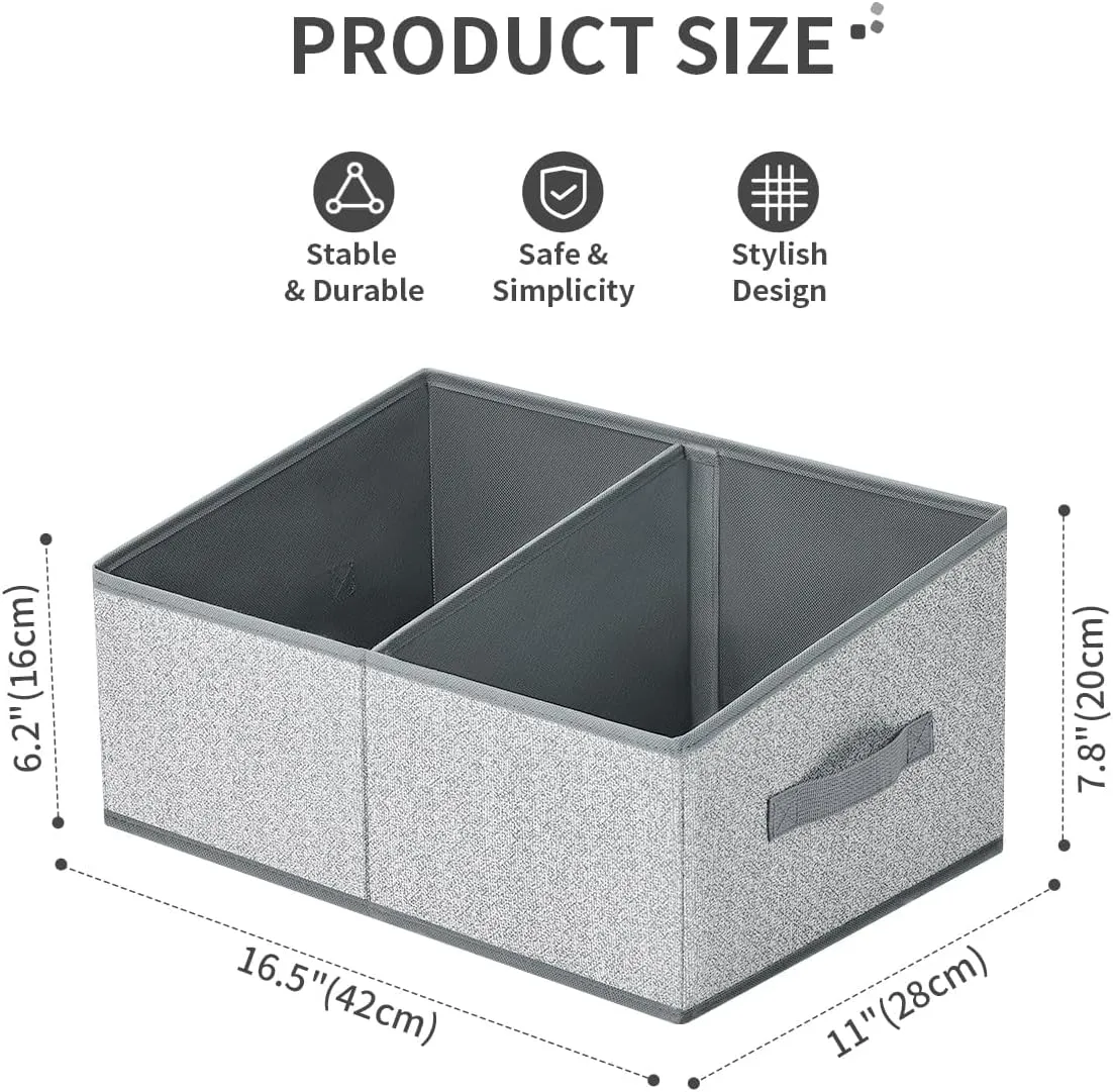 DIMJ Closet Storage Bins, 3 Pack Storage Baskets for Shelves, Foldable Closet Organizer with Handle, Linen Closet Organizers and Storage for Clothes, Toys, Towel, Books (Grey)