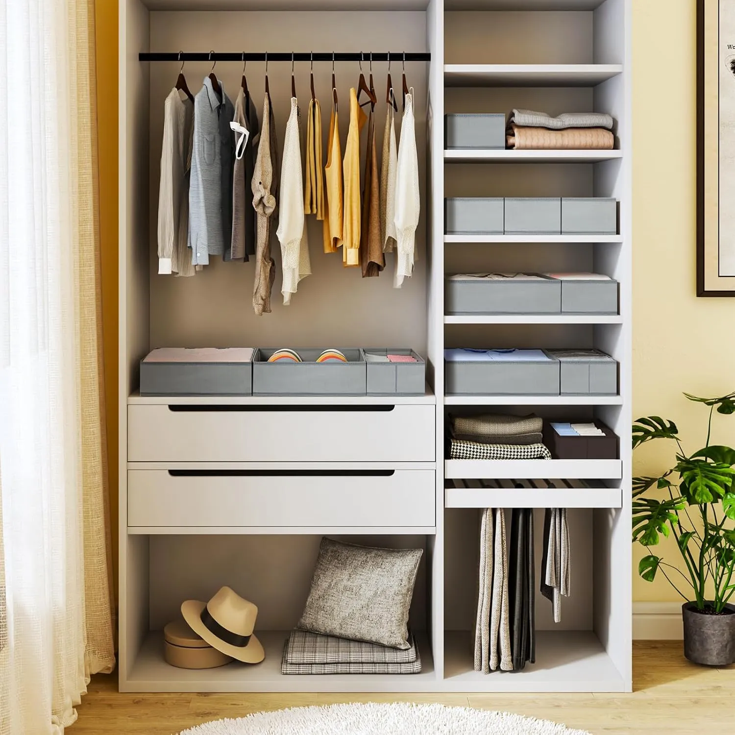 DIMJ Drawer Organizer Clothes, 15 Pack Underwear Organizer, Foldable Closet Organizers, Sock Organizer Bra Organizer, Fabric Dresser Organizer for Clothes, Bra, Socks, Tie (Grey)